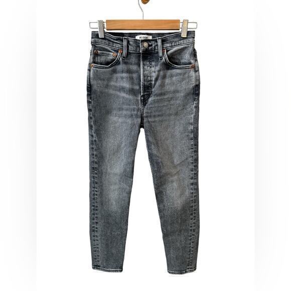Re/Done 90s High-Rise Ankle Crop Jeans in silver fade Size 25 - Picture 5 of 16